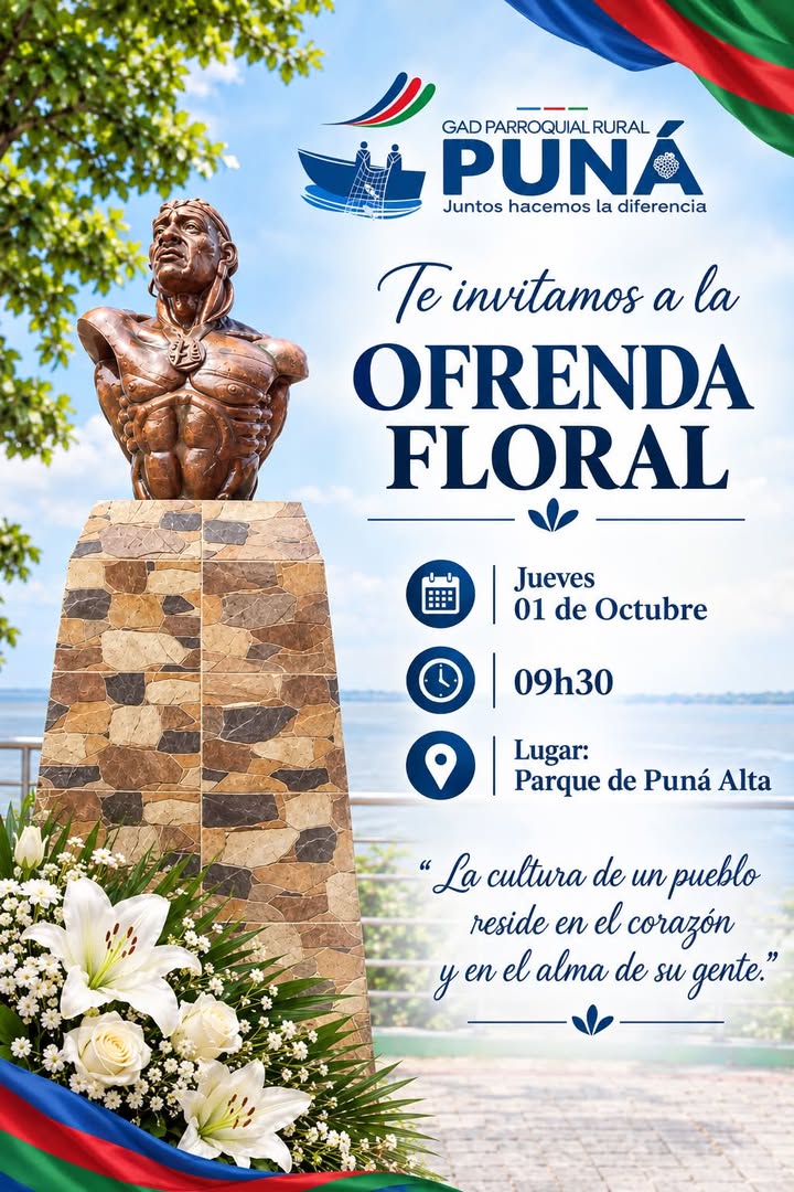 Puná Alta abre sus fiestas con ofrenda floral este 1 de octubre